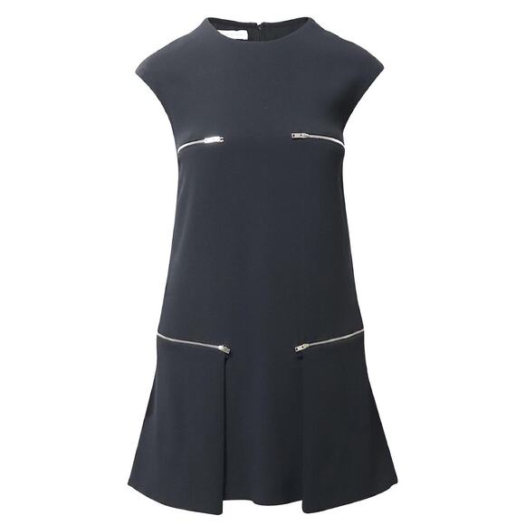 STELLA MCCARTNEY $1,995 Gisella Crepe Mini Zipper Shift Dress Black |  4-6 - Picture 1 of 13